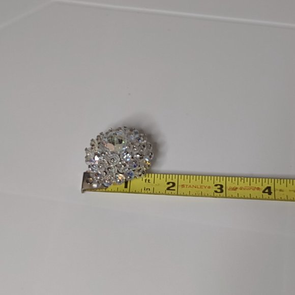 Vintage Pretty Clear Glass Bead Brooch - Picture 9 of 9